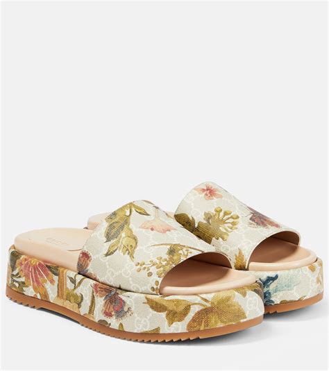 gucci gg flora slide sandal|gucci floral platform slides.